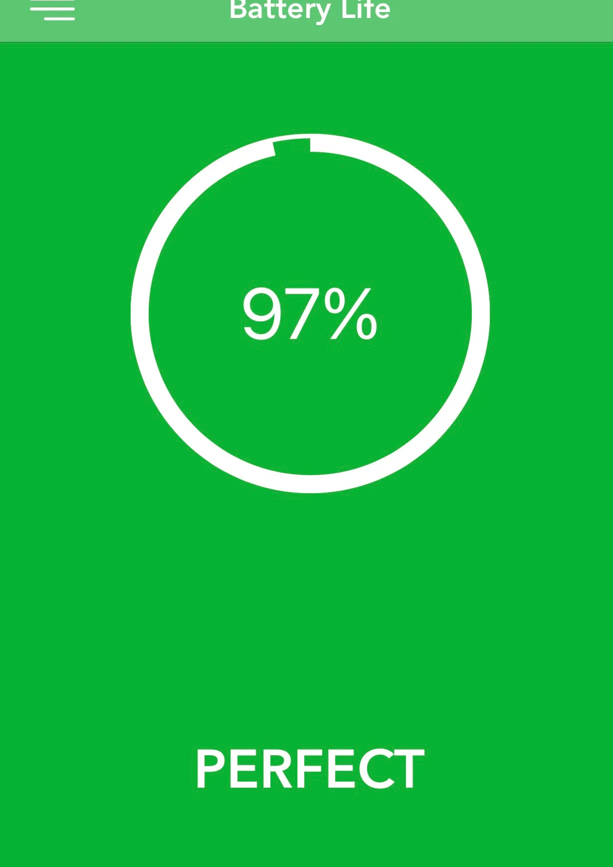 Show the condition of my battery is at 97%